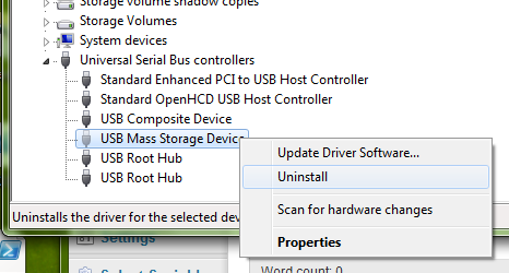 Uninstall USB Drivers on Windows