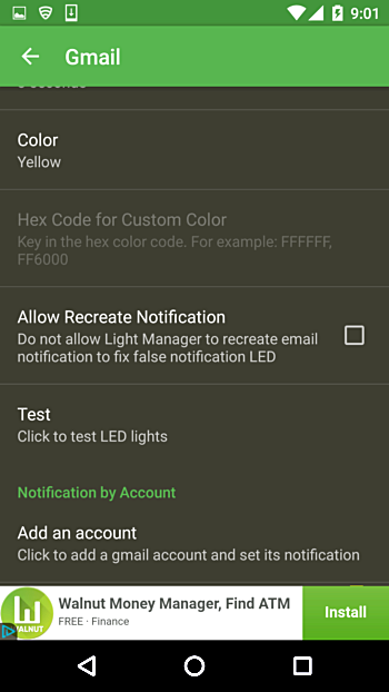 Android Gmail Notification by LED