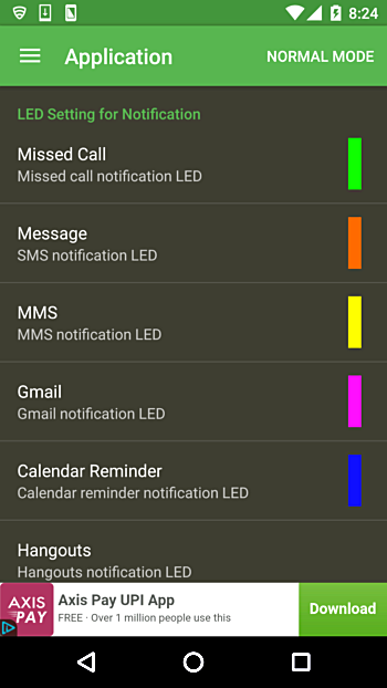 Android LED notification colour