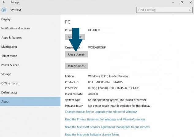 how to add domain in windows 10