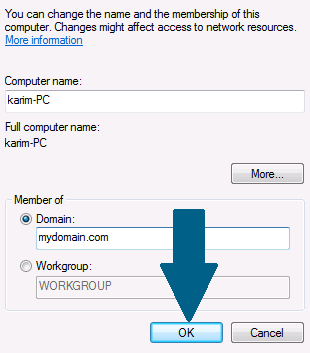 Enter the Windows Domain name