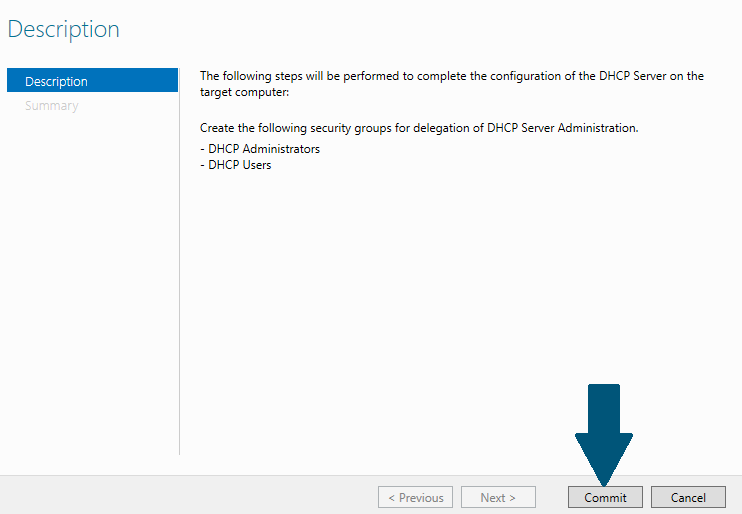 complete the configuration of the DHCP server on the target computer