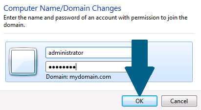 Enter the Windows domain admin credentials