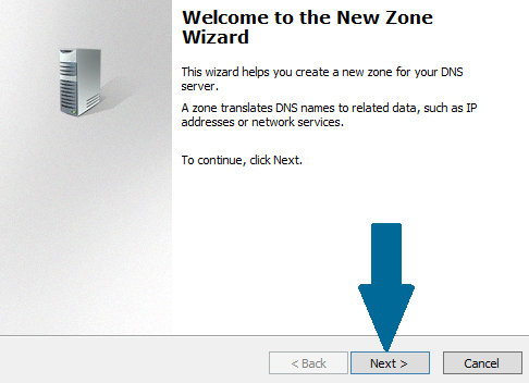 New reverse DNS zone wizard