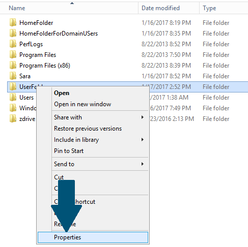 How to Set Correct to Home Folder Active Directory Services in Windows Server 2012 R2