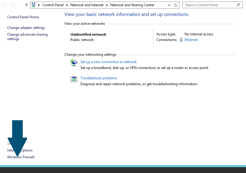 Click on the Windows Firewall button