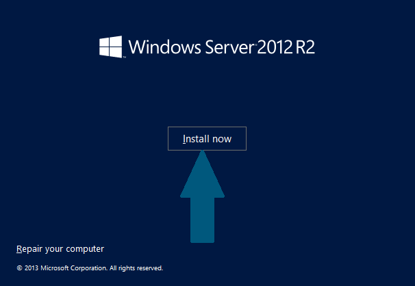 Start the Windows Server installation