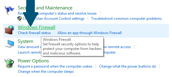 Click on Windows Firewall