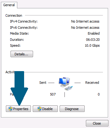 Click on the network properties.