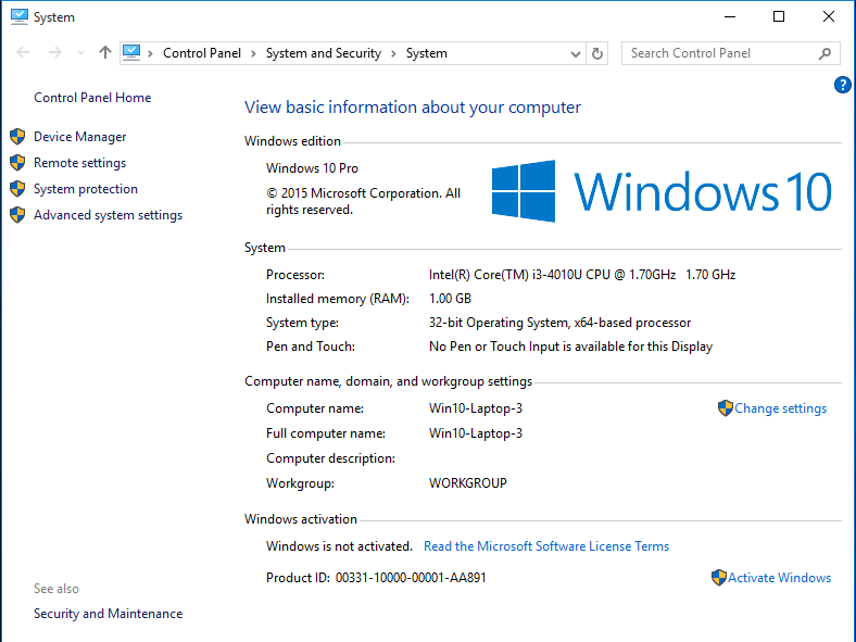 get information about windows 10