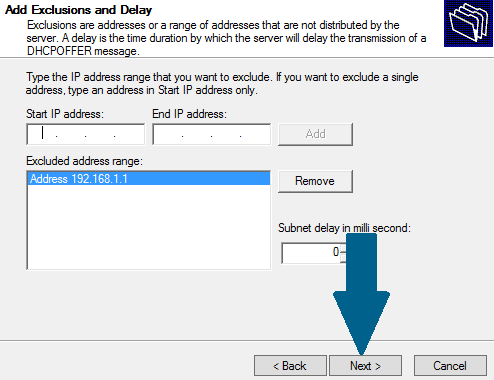 Exclude IP addresses from DHCP range
