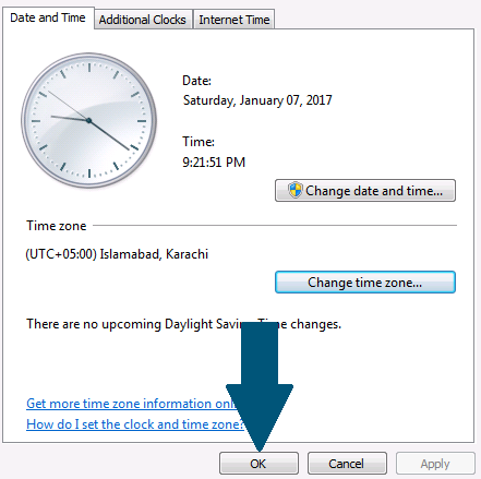 Confirm the time and date change