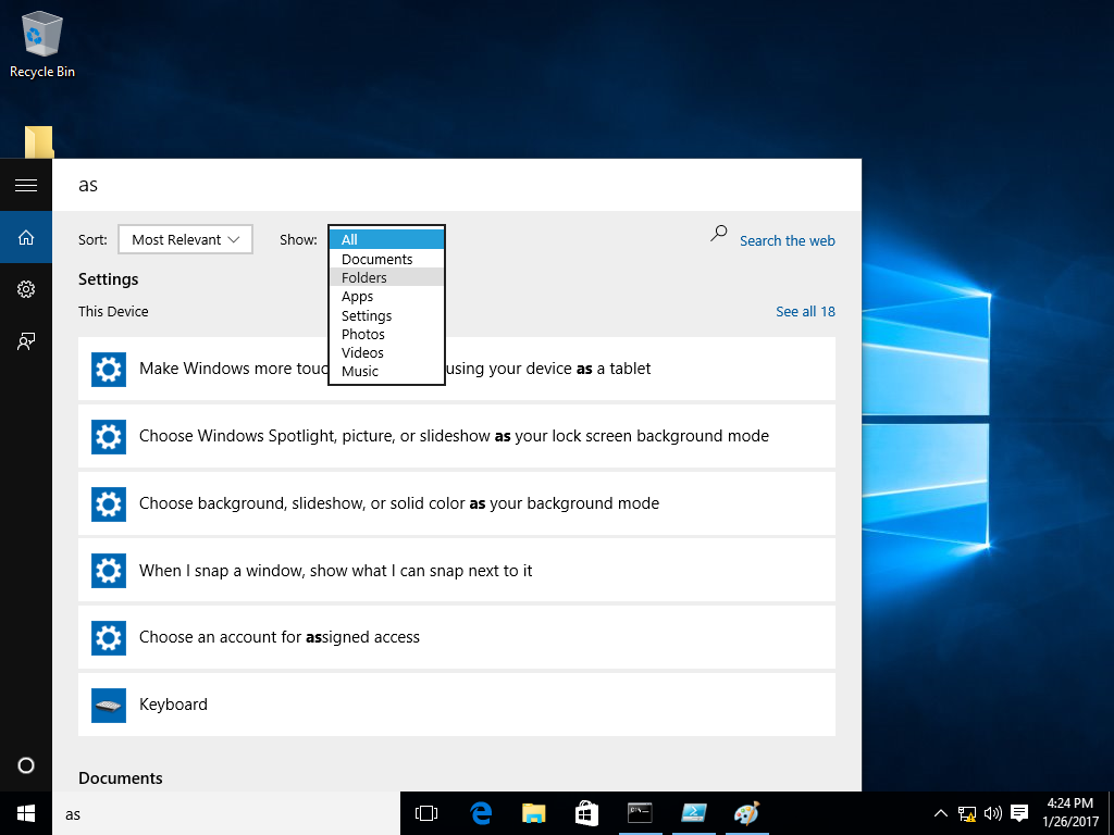 quick file search windows 10