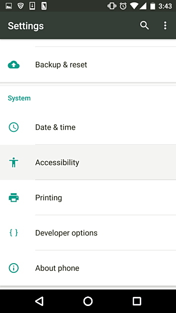 Settings->Accessibility