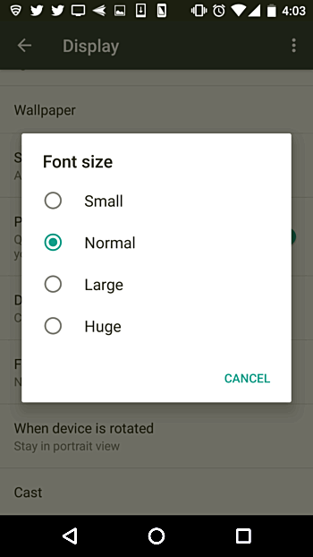 Select Android Font Size