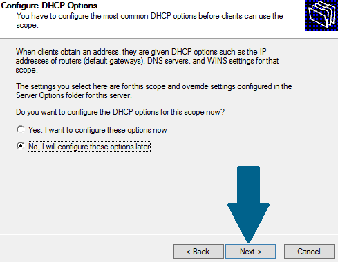 Configure DHCP options