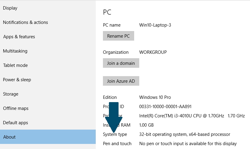 Win 10 Pro with 64bit Operating System, and x64-based Processor