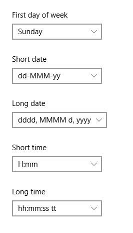 how to change date and time format in windows 10 date format