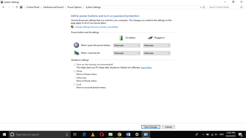 Choose what the power button does