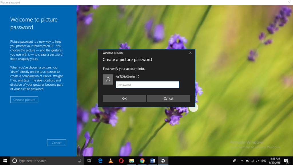 Create Picture Password