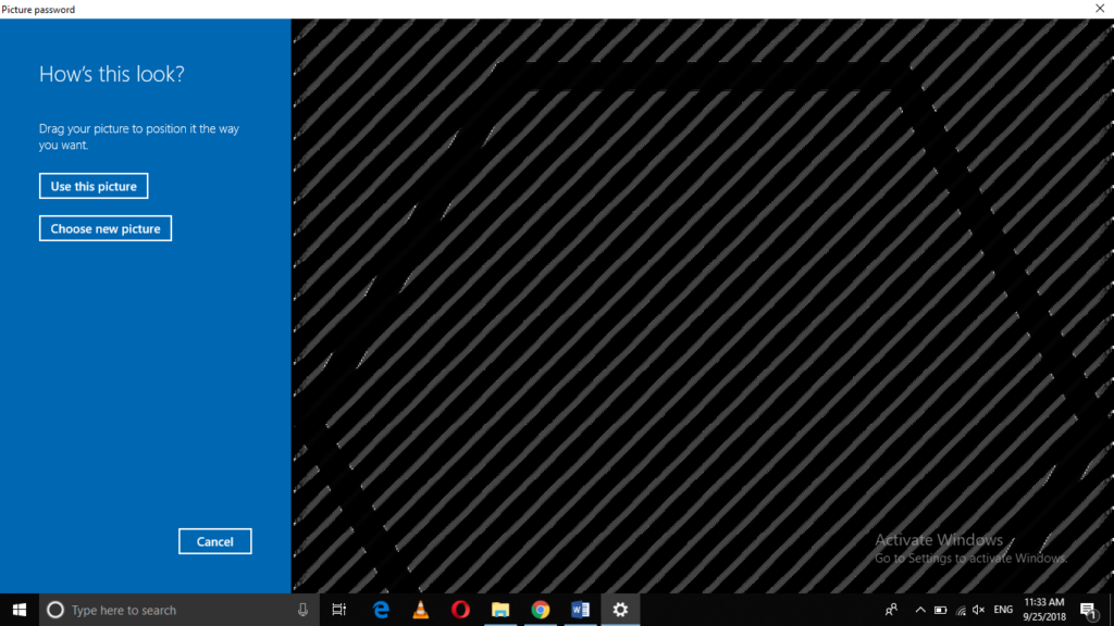 Picture chosen for picture password
