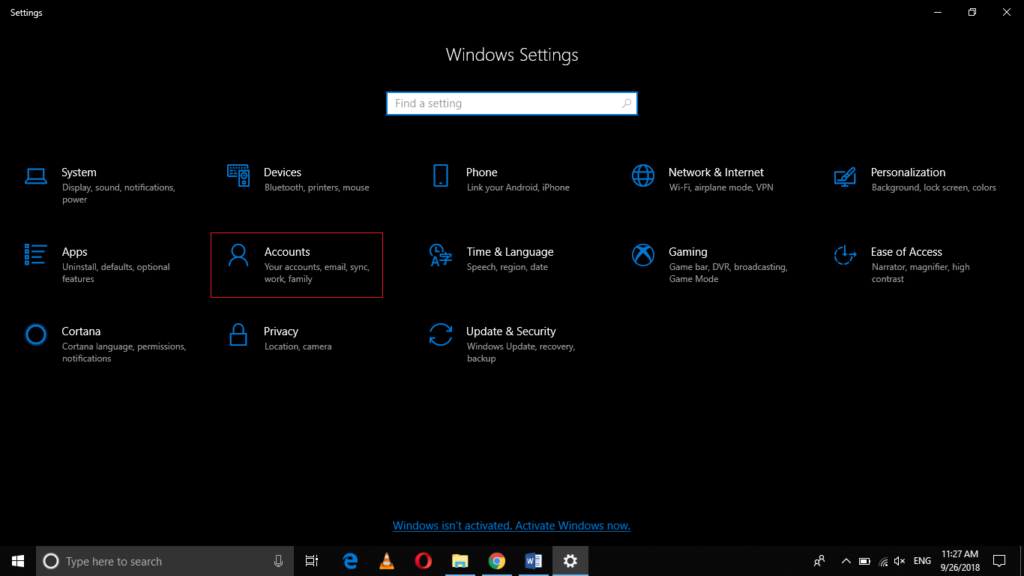 Open Windows Settings