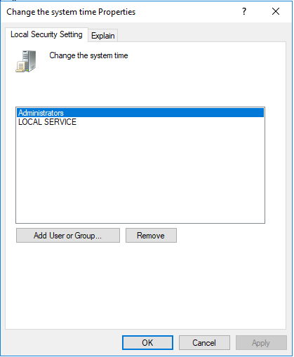 Allow Administrators only to change the system time