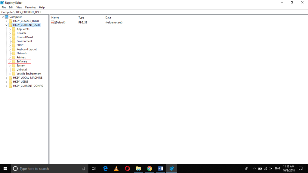 Registry: HKEY_CURRENT_USER