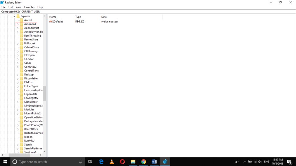 Registry: HKEY_CURRENT_USER > Software > Microsoft > Windows > Current Version > Explorer