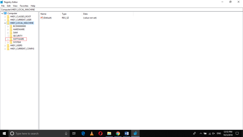 HKEY_LOCAL_MACHINE > Software