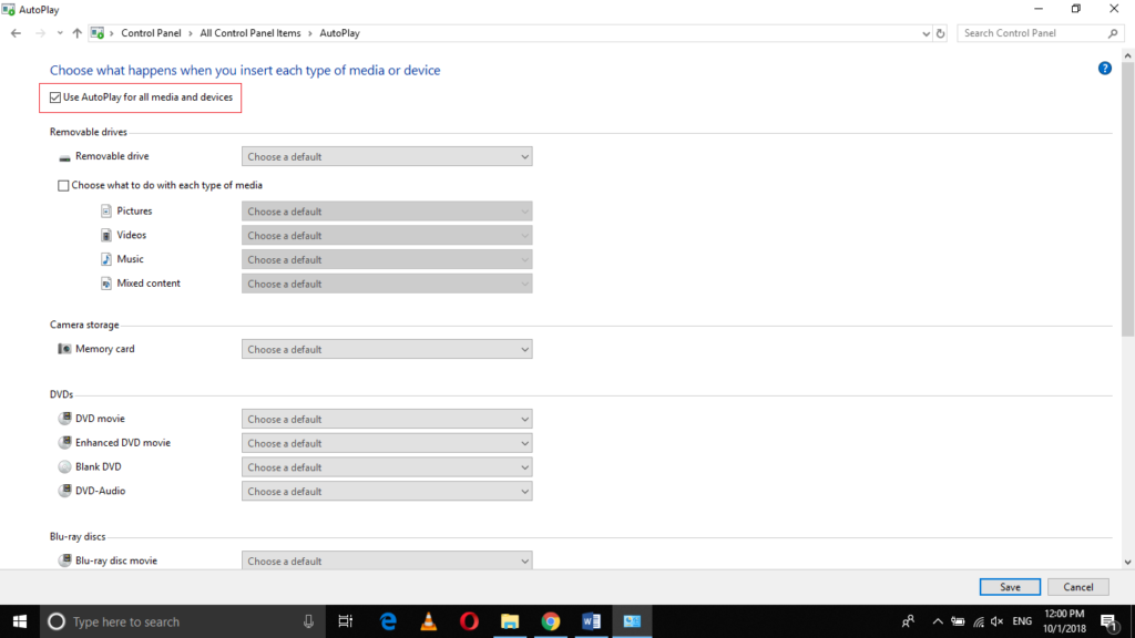 Use AutoPlay for all media and devices