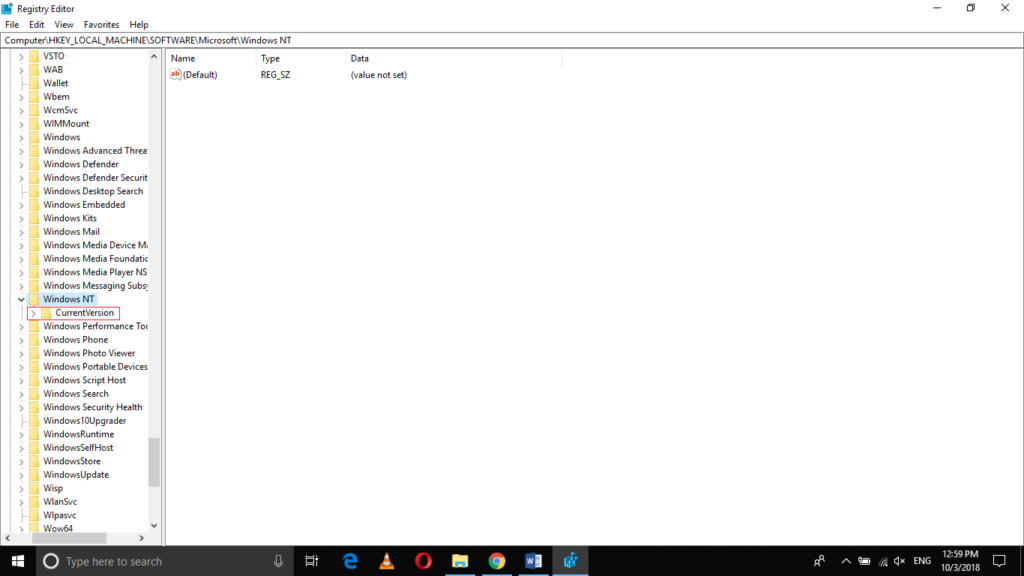 HKEY_LOCAL_MACHINE > Software > Microsoft > Windows NT > Current Version
