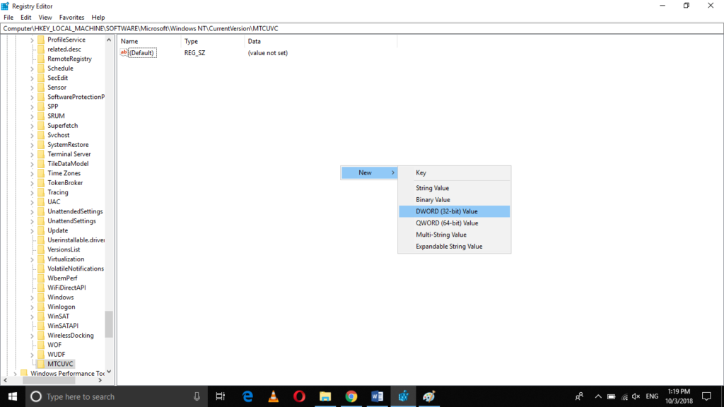 Add DWORD (32-bit) value