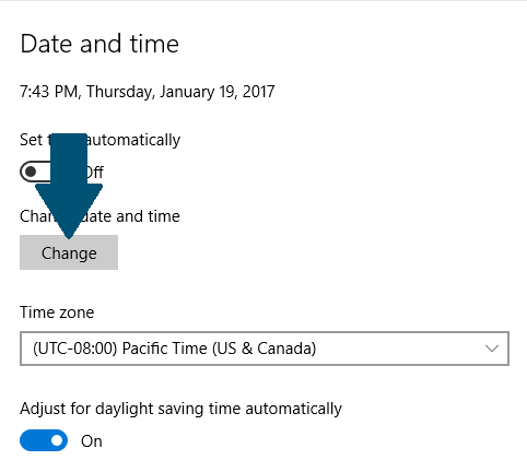 Set automatic time to off in Windows 10