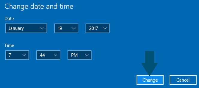 Change date and time in Windows 10