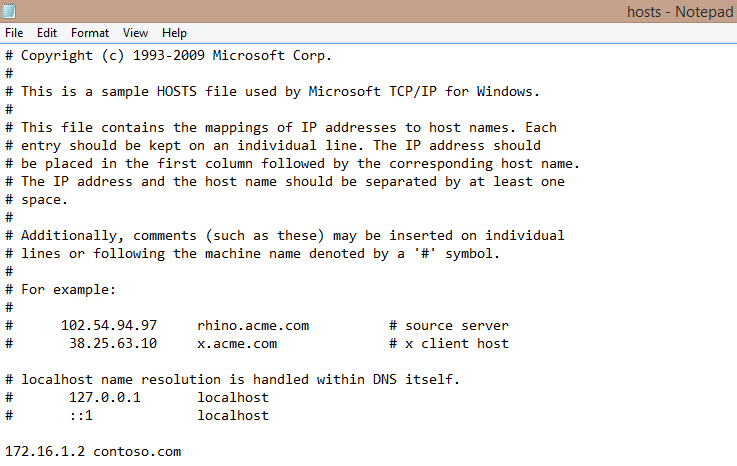 Configure hosts file