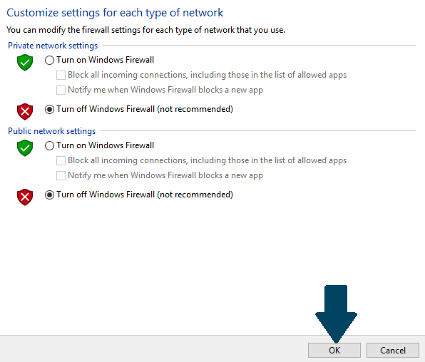 turn off windows firewall turn off windows firewall
