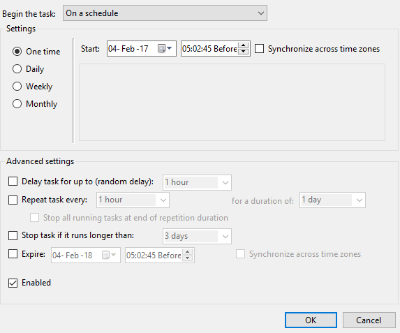 Schedule task