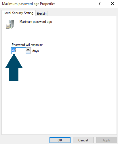 Max password usage in days