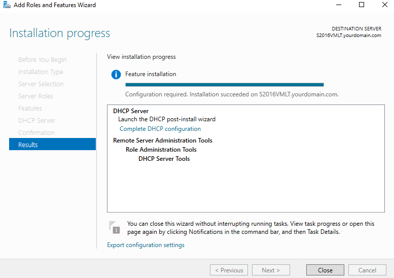 Complete DHCP configuration