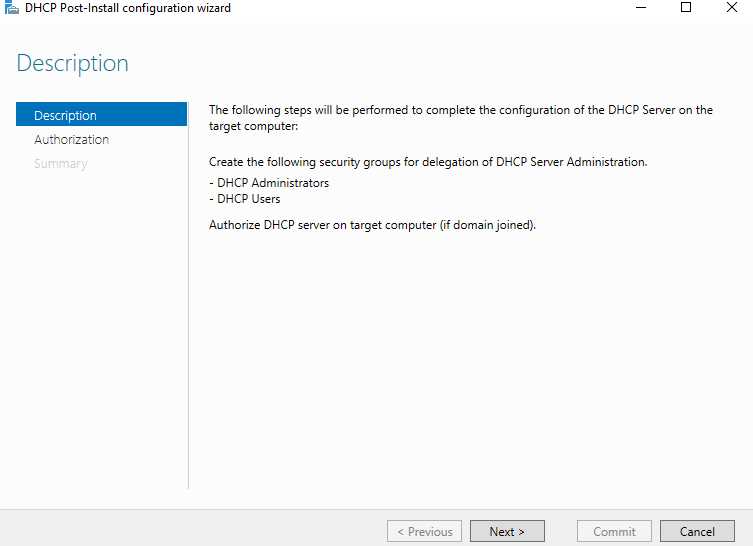 DHCP Post-Install Wizard