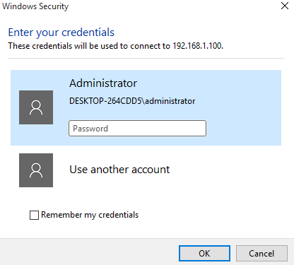 Enter user credentials