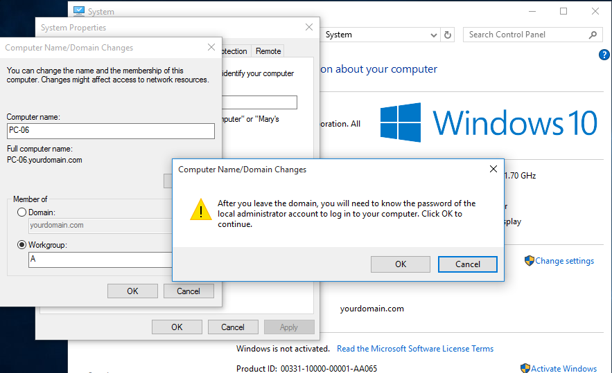 change your domain password windows 7