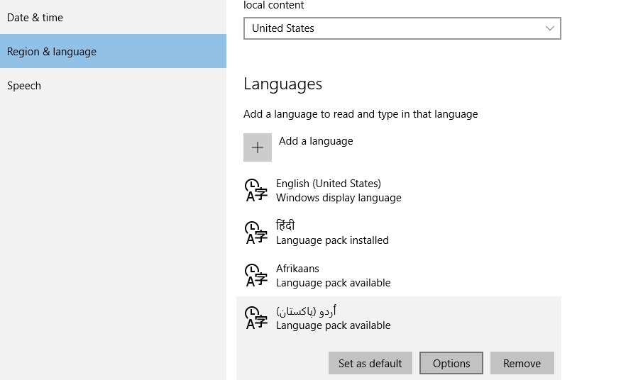 change win 10 language