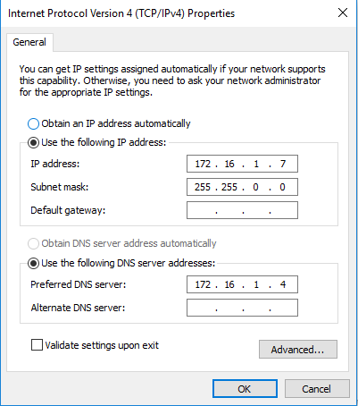 IP address settings