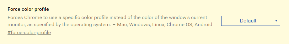 Google Chrome Force Color Profile