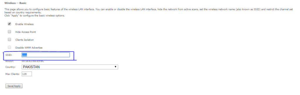 Change Wireless SSID