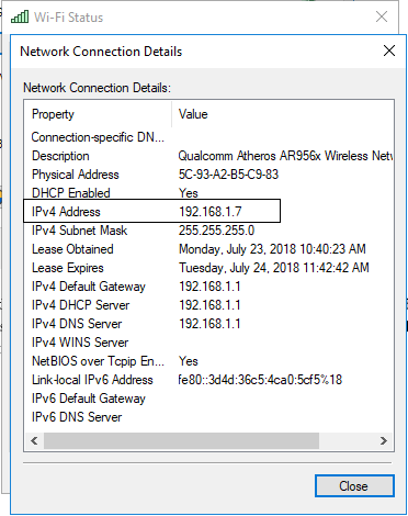 Network status details