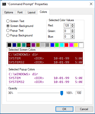 Choose color for command prompt