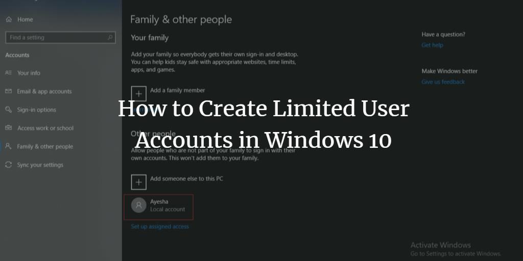 How To Create Limited User Accounts In Windows 10